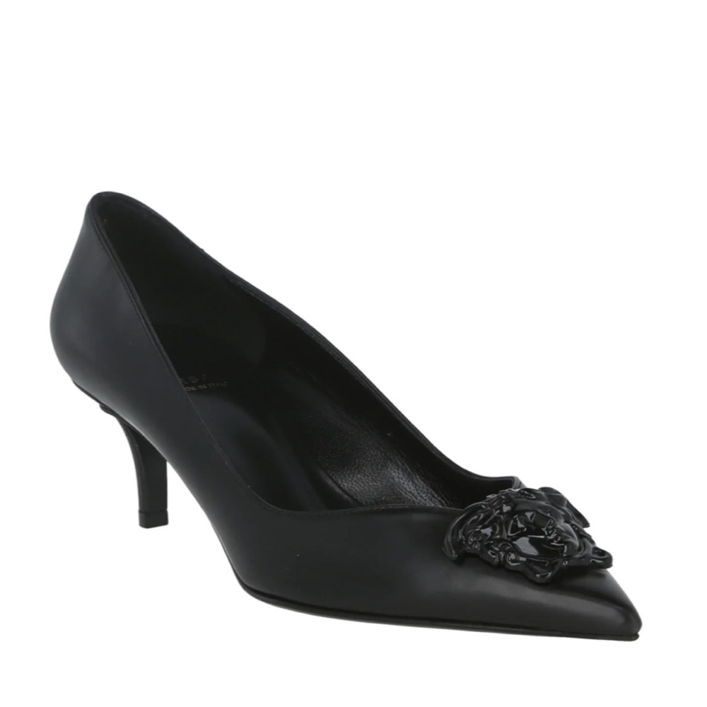 SOLD!!! Versace Black Leather Heels Size 41